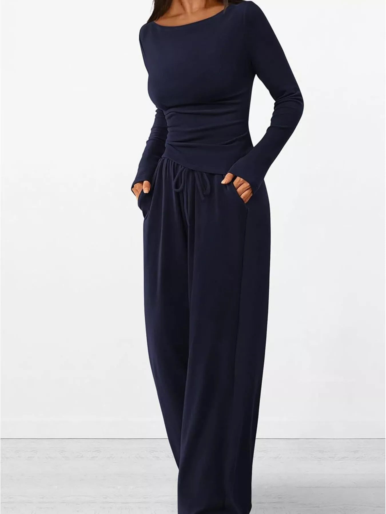 Long Sleeve Top and Wide Leg Pants Set - Bratty Luxe