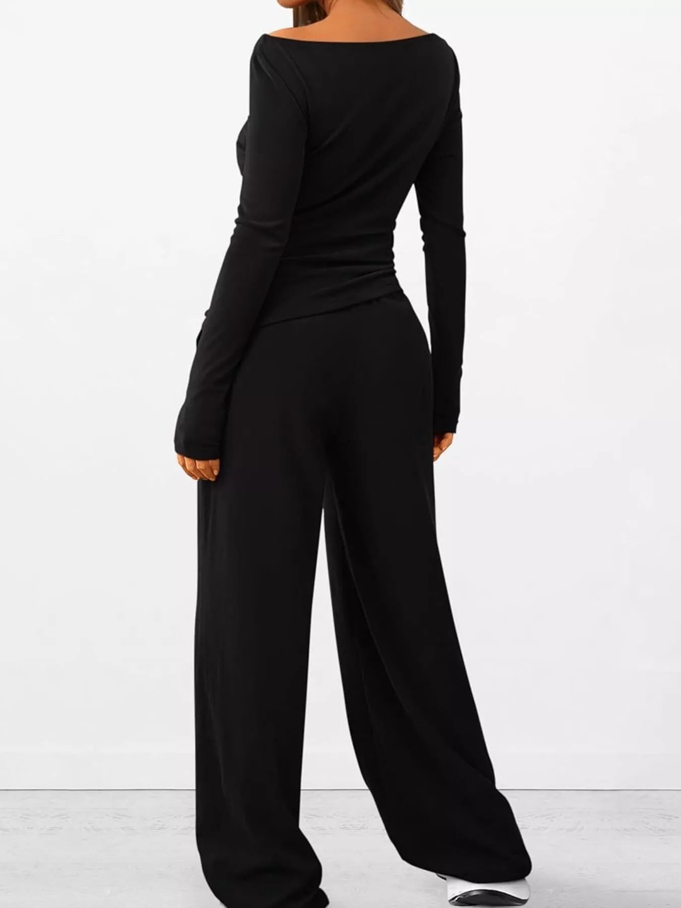 Long Sleeve Top and Wide Leg Pants Set - Bratty Luxe