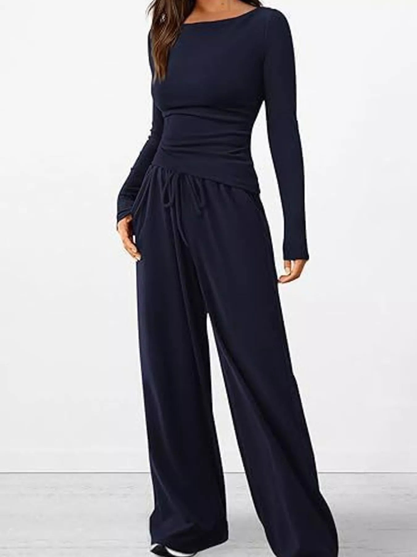 Long Sleeve Top and Wide Leg Pants Set - Bratty Luxe