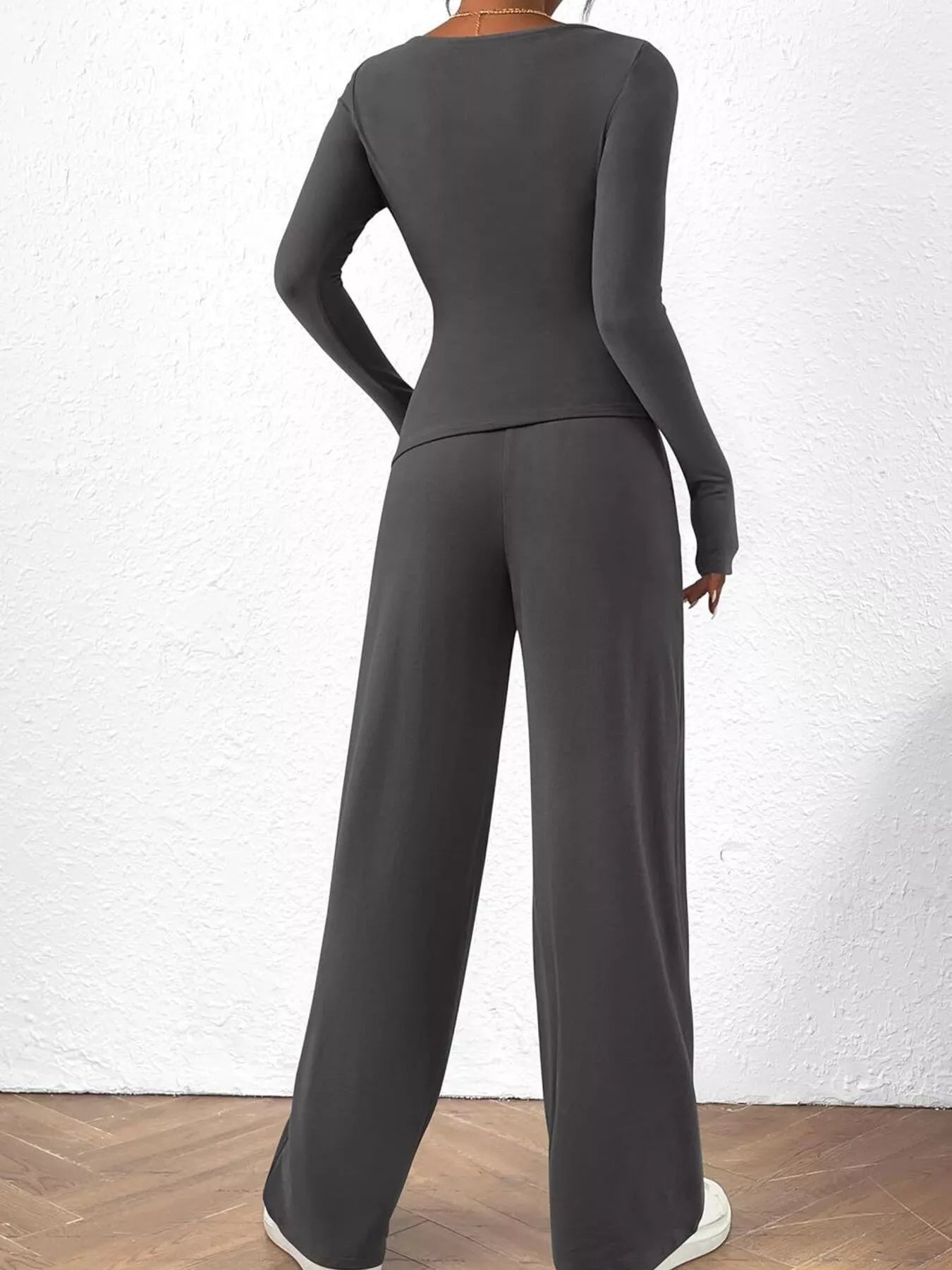 Long Sleeve Top and Wide Leg Pants Set - Bratty Luxe