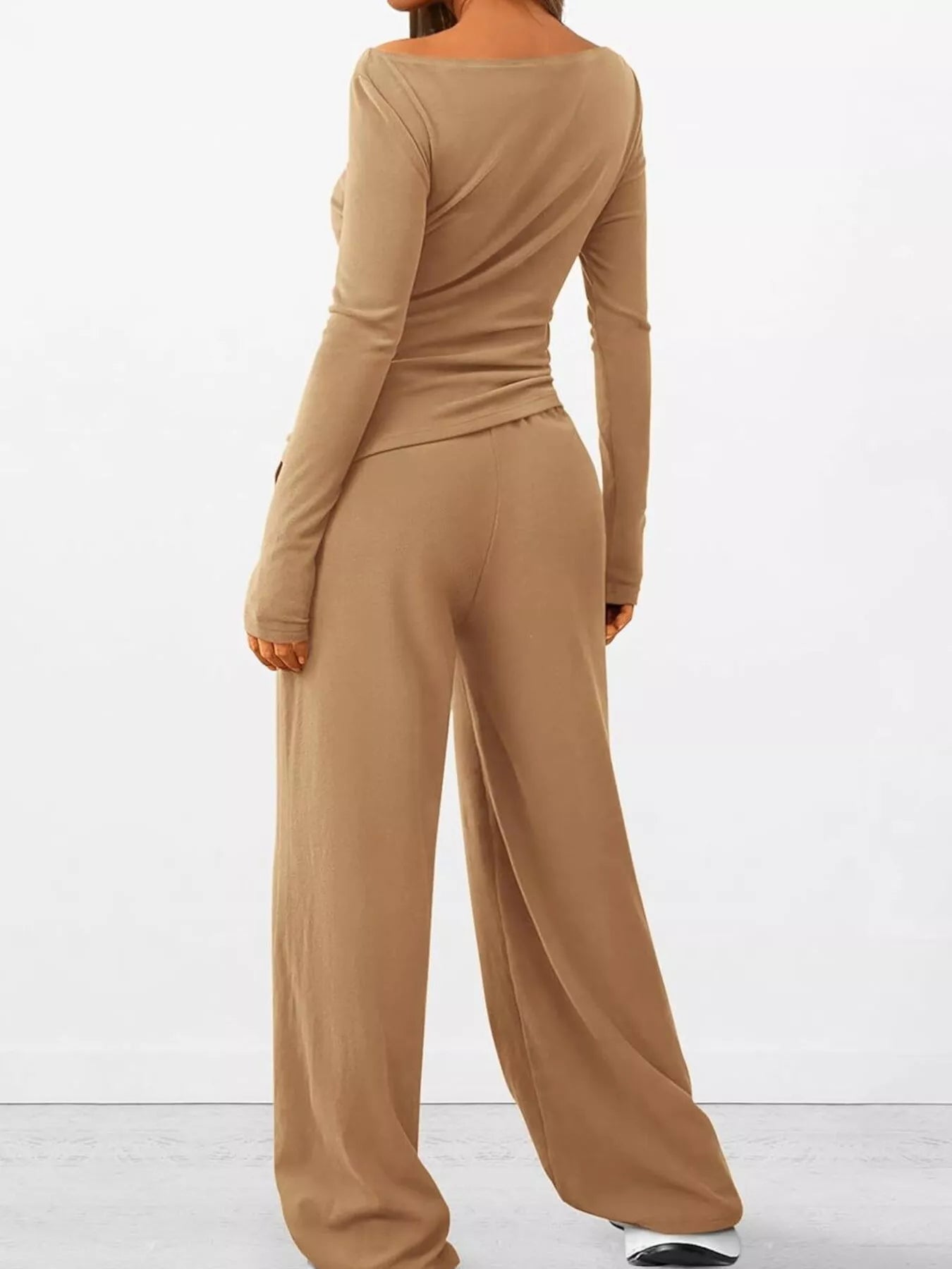Long Sleeve Top and Wide Leg Pants Set - Bratty Luxe