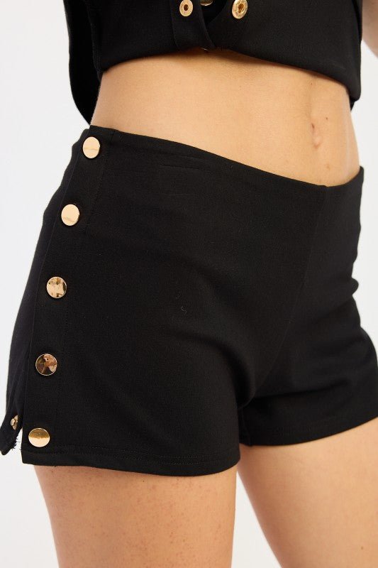 LOW RISE MICRO SHORT WITH SNAP BUTTON DETAIL - Bratty Luxe