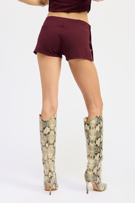 LOW RISE MICRO SHORT WITH SNAP BUTTON DETAIL - Bratty Luxe