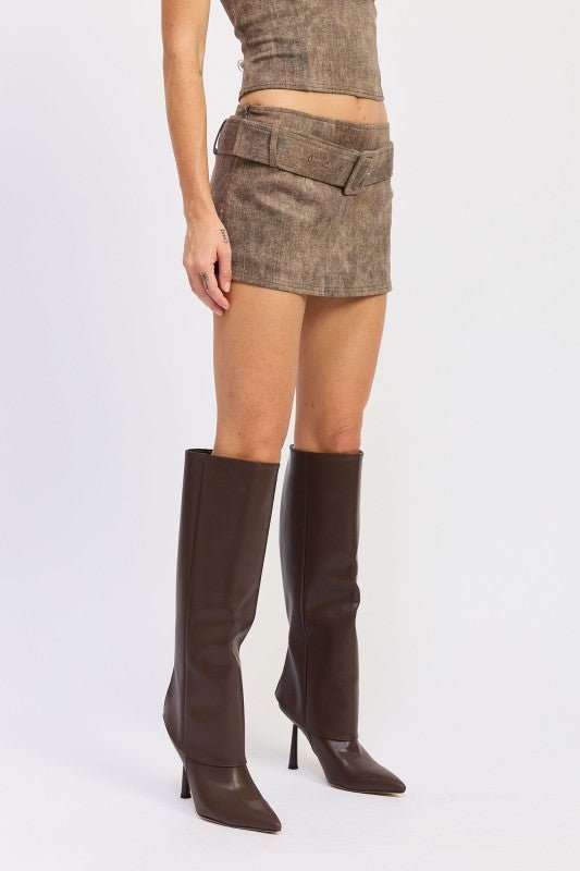 LOW RISE MINI BELTED SKIRT - Bratty Luxe