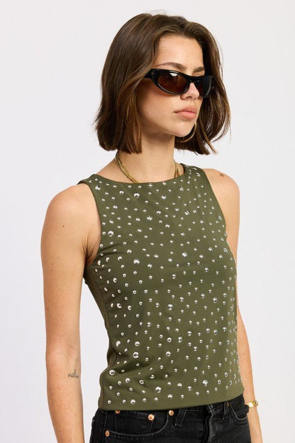 METAL HOTFIX KNIT TANK TOP - Bratty Luxe