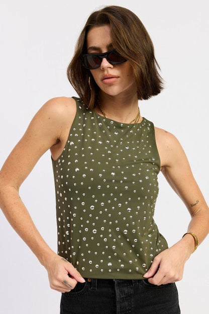 METAL HOTFIX KNIT TANK TOP - Bratty Luxe