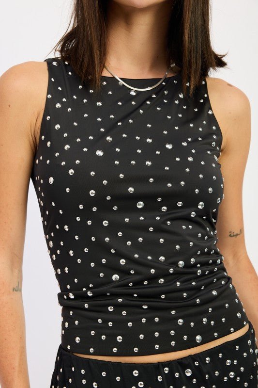METAL HOTFIX KNIT TANK TOP - Bratty Luxe