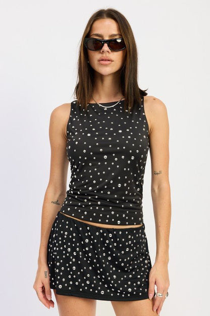 METAL HOTFIX KNIT TANK TOP - Bratty Luxe