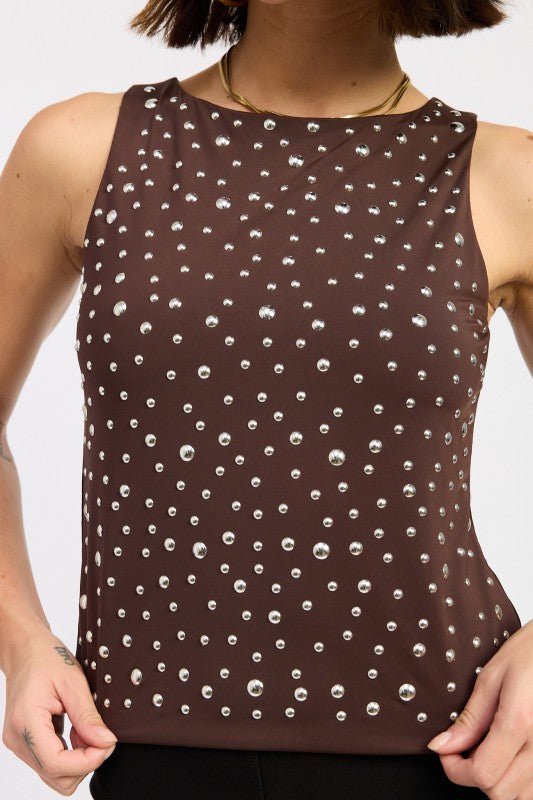 METAL HOTFIX KNIT TANK TOP - Bratty Luxe