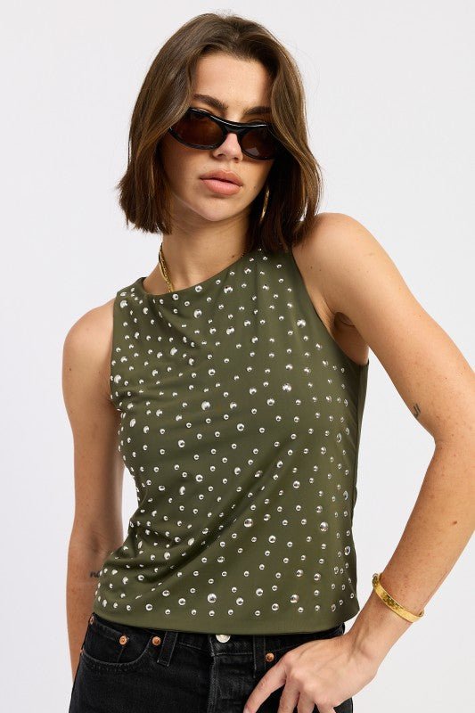 METAL HOTFIX KNIT TANK TOP - Bratty Luxe