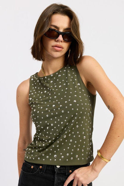 METAL HOTFIX KNIT TANK TOP - Bratty Luxe