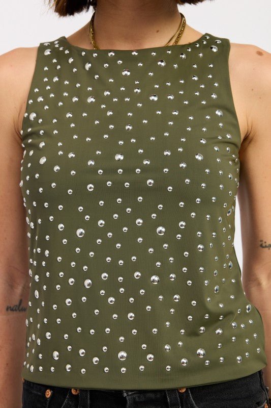 METAL HOTFIX KNIT TANK TOP - Bratty Luxe