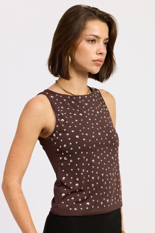 METAL HOTFIX KNIT TANK TOP - Bratty Luxe