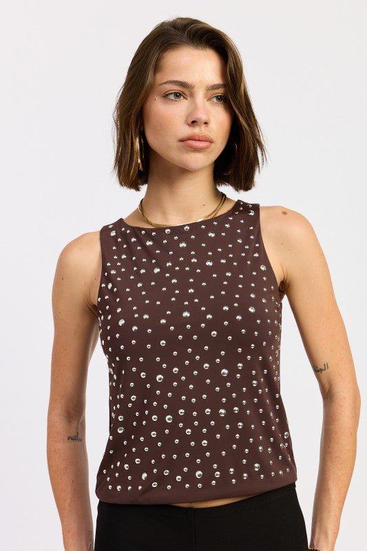 METAL HOTFIX KNIT TANK TOP - Bratty Luxe