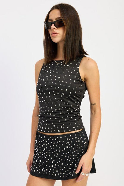 METAL HOTFIX KNIT TANK TOP - Bratty Luxe