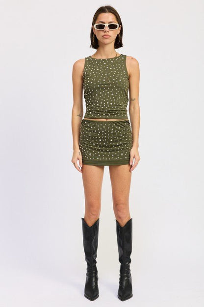 METALLIC HOTFIX KNIT LOW RISE SKORT - Bratty Luxe