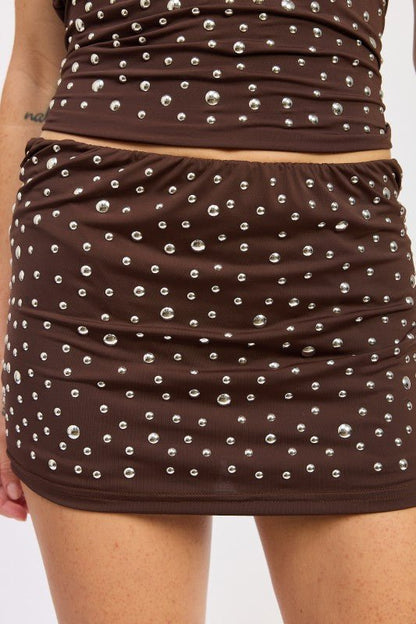 METALLIC HOTFIX KNIT LOW RISE SKORT - Bratty Luxe