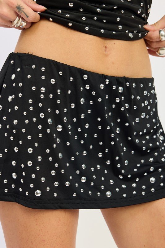 METALLIC HOTFIX KNIT LOW RISE SKORT - Bratty Luxe