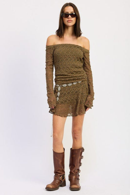 OFF SHOULDER LACE MINI DRESS - Bratty Luxe