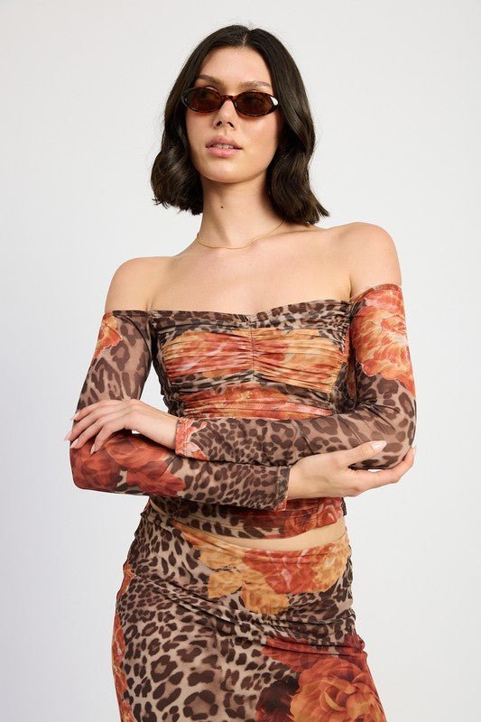 OFF SHOULDER RUCHED CROP TOP - Bratty Luxe