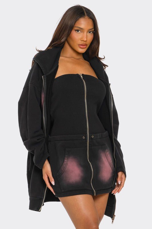 Oversized Ombre Hoodie and Dress Set - Bratty Luxe