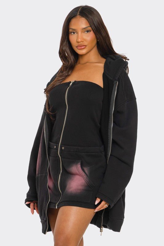 Oversized Ombre Hoodie and Dress Set - Bratty Luxe