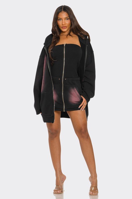 Oversized Ombre Hoodie and Dress Set - Bratty Luxe