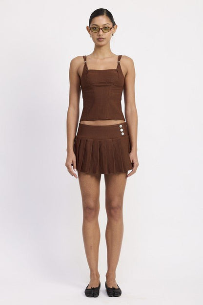 PLEATED MINI SKORT - Bratty Luxe