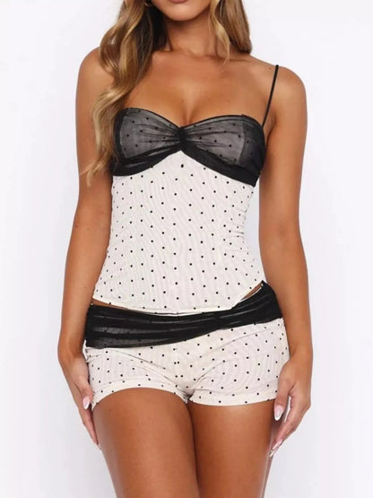 Polka Dot Mesh Cami & Shorts Set - Bratty Luxe