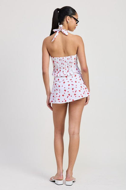 POPLIN PRINT MINI SKIRT WITH RIBBON TRIM - Bratty Luxe