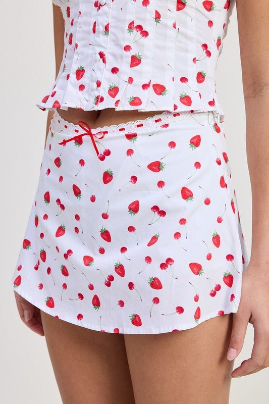 POPLIN PRINT MINI SKIRT WITH RIBBON TRIM - Bratty Luxe