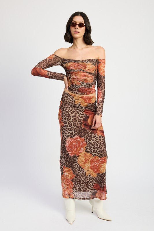 PRINTED MESH MAXI SKIRT - Bratty Luxe
