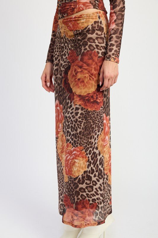 PRINTED MESH MAXI SKIRT - Bratty Luxe