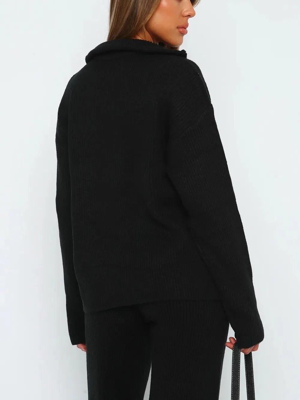 Quarter Zip Long Sleeve Top and Pants Set - Bratty Luxe