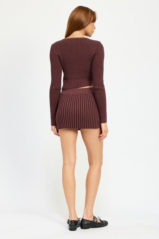 RIBBED ASYMMETRICAL CARDIGAN TOP - Bratty Luxe
