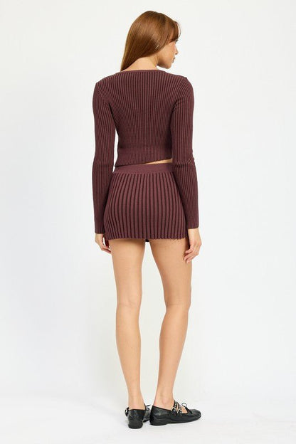 RIBBED ASYMMETRICAL CARDIGAN TOP - Bratty Luxe