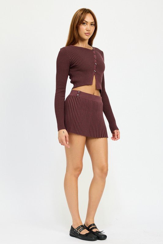 RIBBED ASYMMETRICAL CARDIGAN TOP - Bratty Luxe