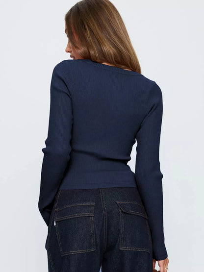 Ribbed Knit Button - Down Cardigan - Bratty Luxe