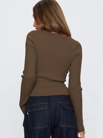 Ribbed Knit Button - Down Cardigan - Bratty Luxe