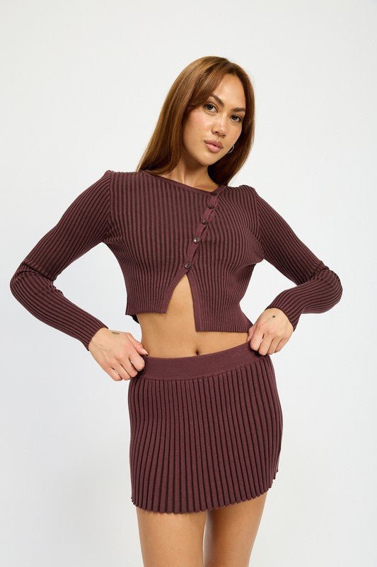 RIBBED KNIT MINI SKIRT - Bratty Luxe