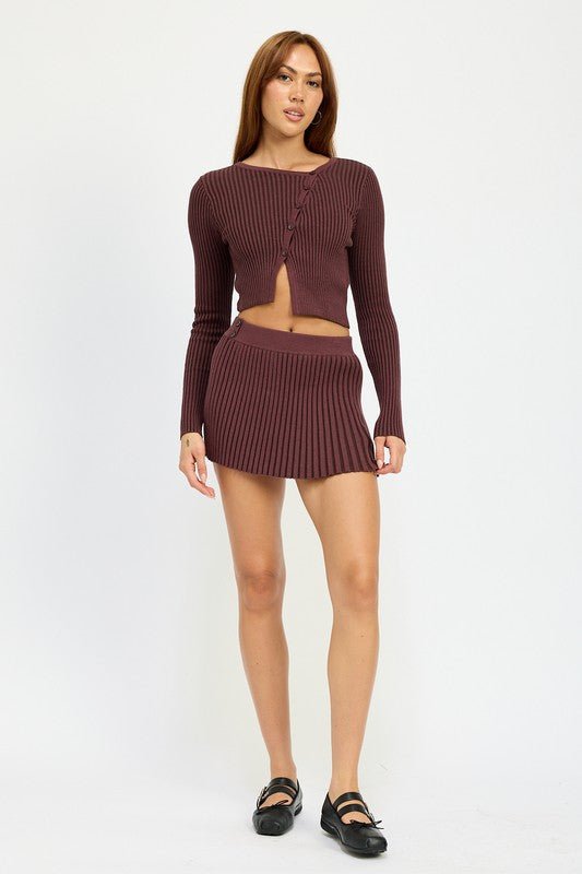 RIBBED KNIT MINI SKIRT - Bratty Luxe