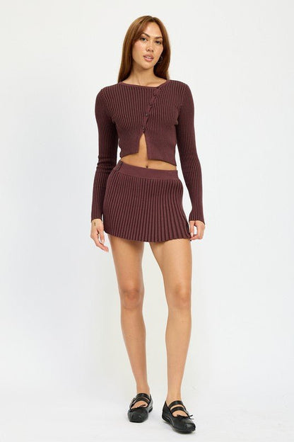 RIBBED KNIT MINI SKIRT - Bratty Luxe