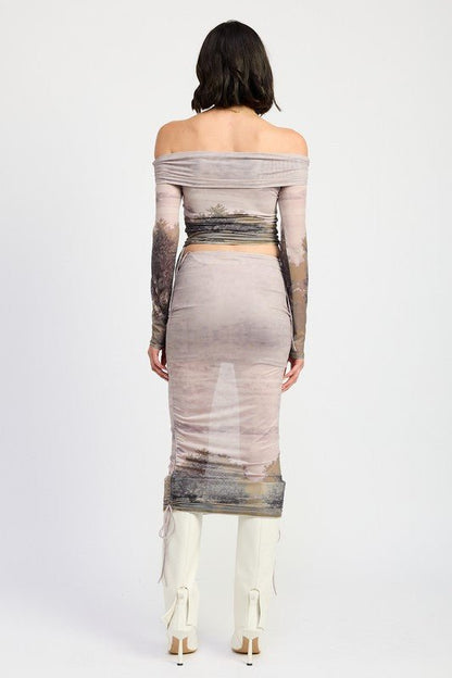 RUCHED MIDI SKIRT WITH DRAWSTRINGS - Bratty Luxe