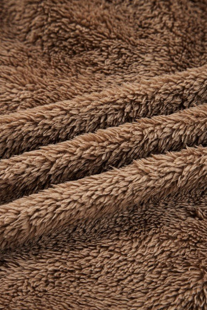 Sherpa Zip - Up Hoodie and Drawstring Shorts Set - Bratty Luxe