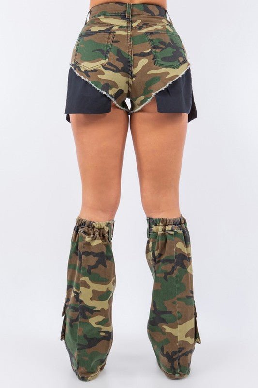 Short and Leg Warmer Set in Camo - Bratty Luxe