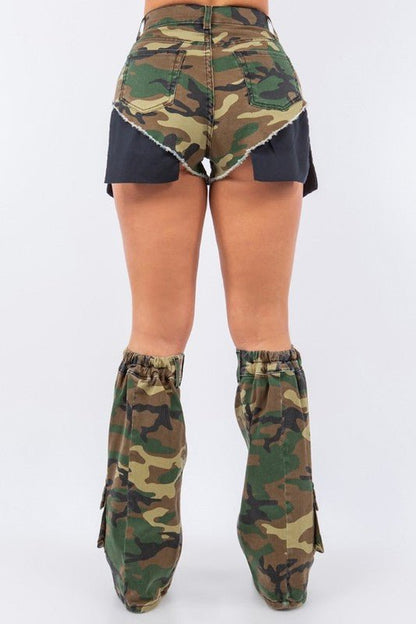 Short and Leg Warmer Set in Camo - Bratty Luxe