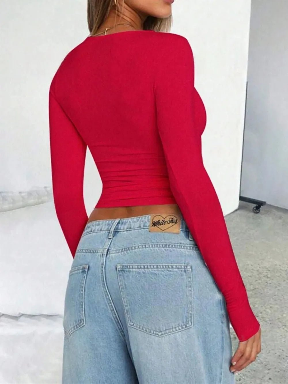 Solid Color Round Neck Long Sleeve T-Shirt - Bratty Luxe
