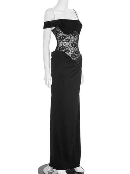 Split Lace Bodice Maxi Dress - Bratty Luxe