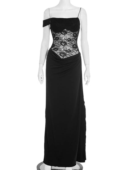 Split Lace Bodice Maxi Dress - Bratty Luxe
