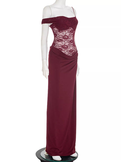 Split Lace Bodice Maxi Dress - Bratty Luxe